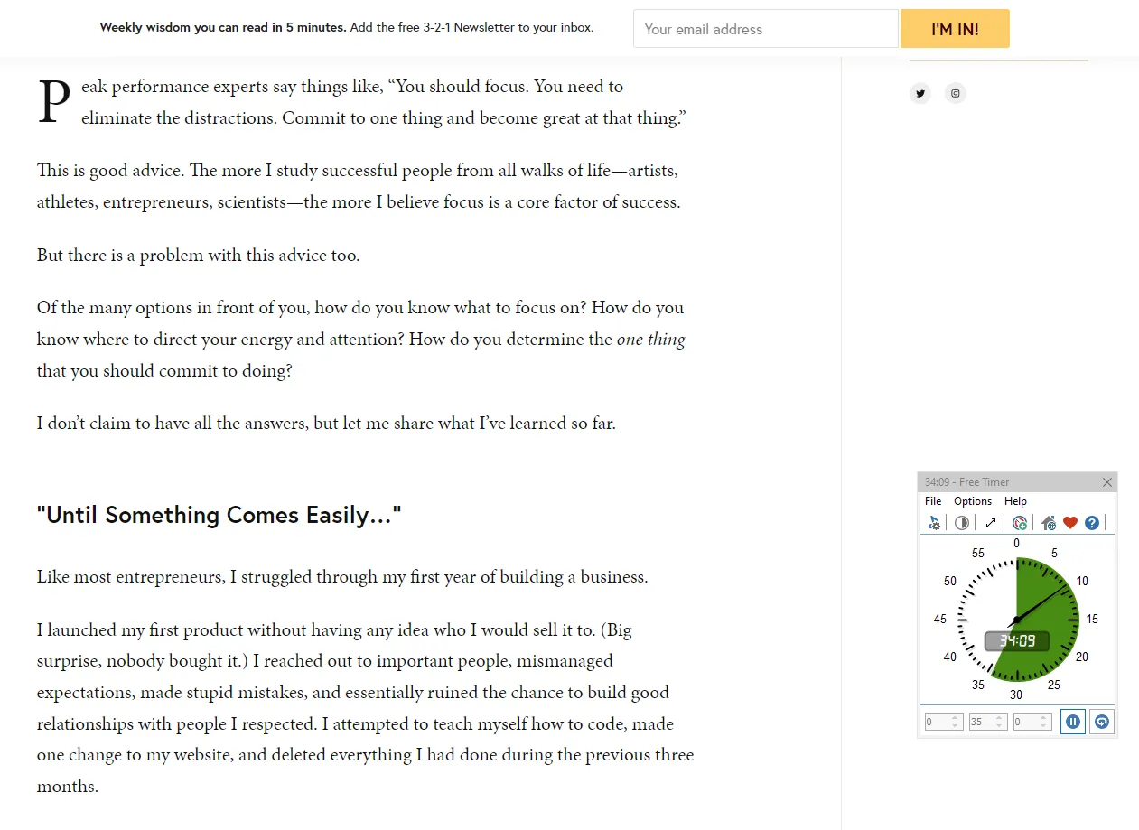 Reading with timer